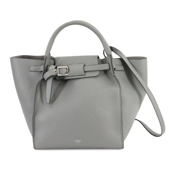 CELINE Big Bag Small With Longstrap Hand Shoulder Bag Leather Gray 90282946 - Picture 1 of 11